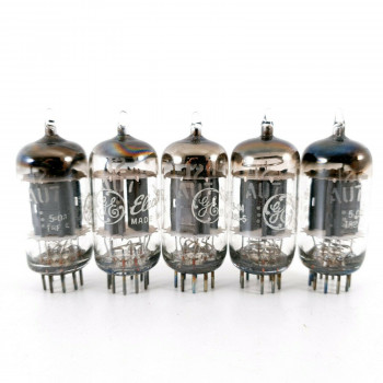 5 X 12AU7 TUBE. GE BRAND. D-G. 17MM PLATES. 1960s PRODUCTION. CF  ENA 2
