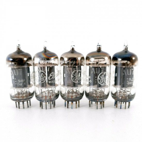 5 X 12AU7 TUBE. GE BRAND. D-G. 17MM PLATES. 1960s PRODUCTION. CF  ENA