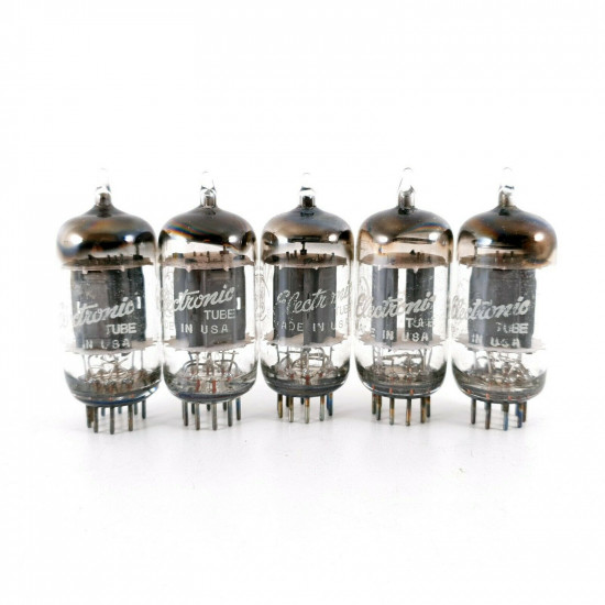 5 X 12AU7 TUBE. GE BRAND. D-G. 17MM PLATES. 1960s PRODUCTION. CF  ENA