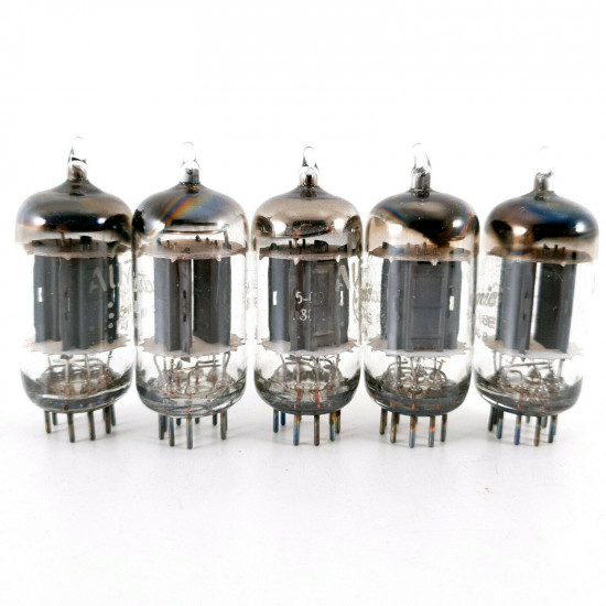 5 X 12AU7 TUBE. GE BRAND. D-G. 17MM PLATES. 1960s PRODUCTION. CF  ENA