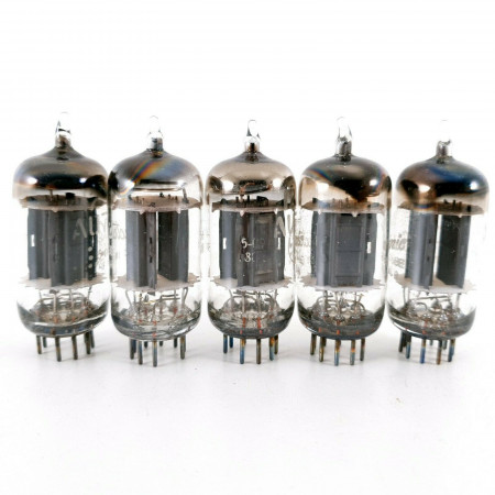 5 X 12AU7 TUBE. GE BRAND. D-G. 17MM PLATES. 1960s PRODUCTION. CF  ENA