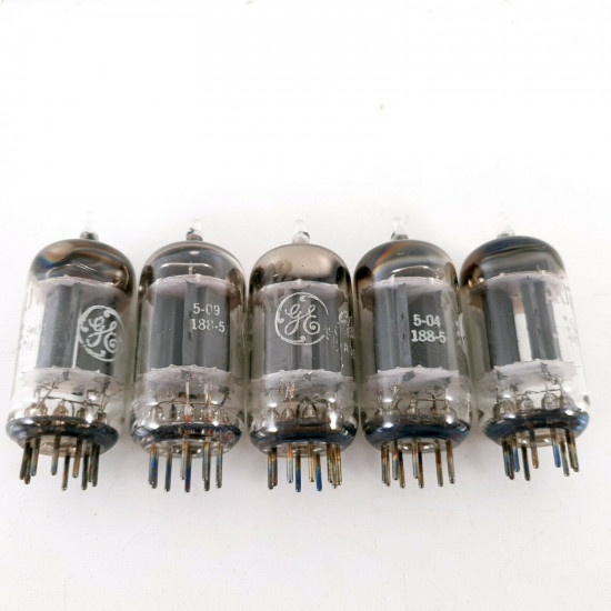 5 X 12AU7 TUBE. GE BRAND. D-G. 17MM PLATES. 1960s PRODUCTION. CF  ENA