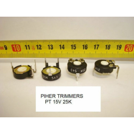 2 x POTENCIOMETROS - TRIMMERS. PIHER PCB PT15V 25 KOhm (15mm. diametro Lineal)
