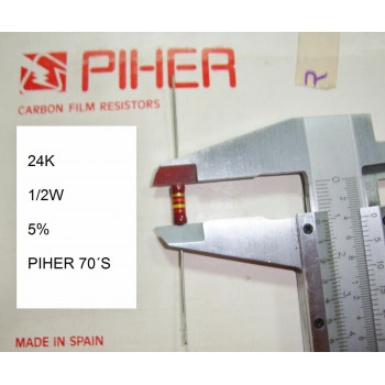 VINTAGE PIHER RESISTOR. 1/2W 24K 5% *1 PC* NEW ORIGINAL 1970´S +