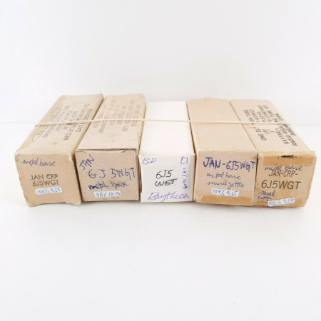 5 X JAN CRP 6J5WGT RAYTHEON TUBE. BLACK PLATES 1950s. MATCHED TRIO+ PAIR CB  ENA