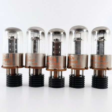 5 X JAN CRP 6J5WGT RAYTHEON TUBE. BLACK PLATES 1950s. MATCHED TRIO+ PAIR CB  ENA