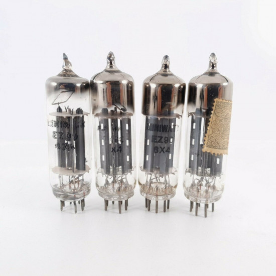 4 X EZ90 / 6X4 TUBE. MINIWATT BRAND. BLACK PLATES. SPAIN. MATCHED QUAD. CO  ENA