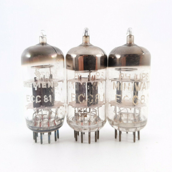 3 X ECC81 / 12AT7 LA RADIOTECHNIQUE TUBE. COPPER RODS. USED. CU  ENA