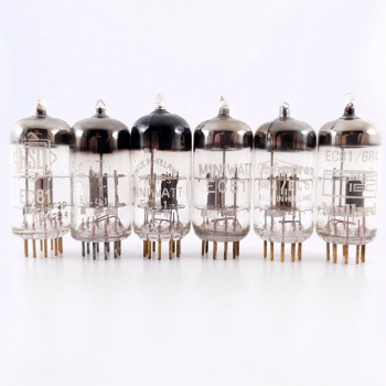 6 X EC81 TUBE. 1950-60s PHILIPS PRODUCTION. GOLD PIN. AF  ENA 2