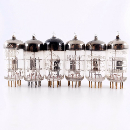 6 X EC81 TUBE. 1950-60s PHILIPS PRODUCTION. GOLD PIN. AF  ENA