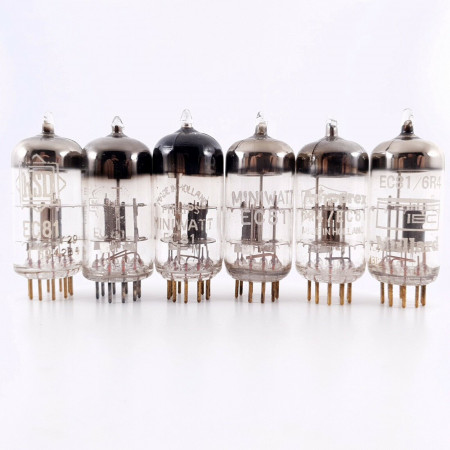 6 X EC81 TUBE. 1950-60s PHILIPS PRODUCTION. GOLD PIN. AF  ENA