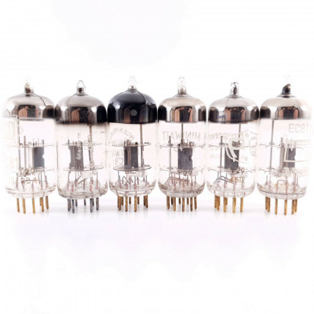 6 X EC81 TUBE. 1950-60s PHILIPS PRODUCTION. GOLD PIN. AF  ENA
