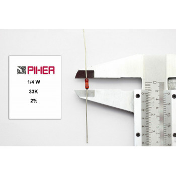 VINTAGE PIHER RESISTOR. 1/4W 33K 2% 1970´S *2 PC* NOS (New Old Stock) C68