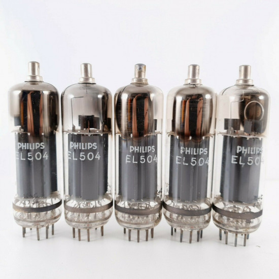 5 X EL504 TUBE. PHILIPS BRAND. VERTICAL HALO GETTER. CO  ENA