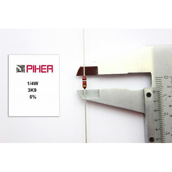 VINTAGE PIHER RESISTOR. 1/4W 3K9 5% 1970´S *2 PC* NOS (New Old Stock) C63