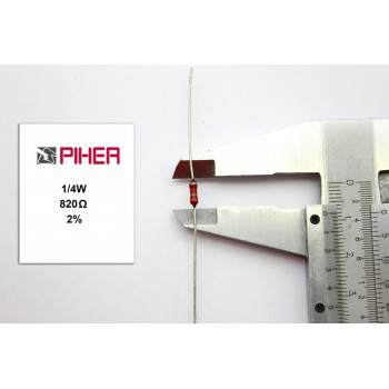 VINTAGE PIHER RESISTOR. 1/4W 820Ohm 820R 2% *2 PC* NOS (New Old Stock) C67