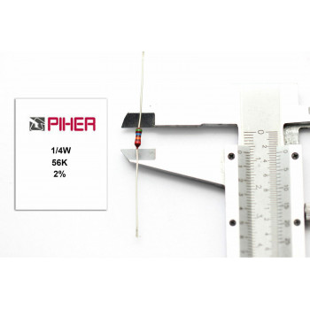 VINTAGE PIHER RESISTOR. 1/4W 56K 2% 1970 *2 PC* NOS (New Old Stock) C45