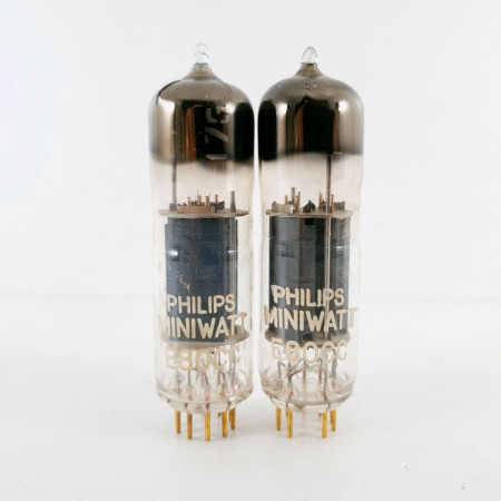 2X E80CC PHILIPS-MINIWATT. GOLDPIN. PINCHED WAIST. U-FOIL. MATCHED PAIR. CK  ENA