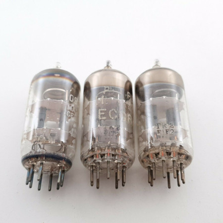 3 X ECC81 / 12AT7 LA RADIOTECHNIQUE TUBE. COPPER RODS. USED. CU  ENA
