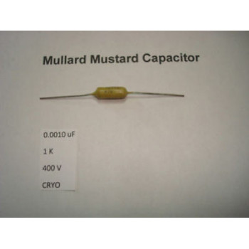 MULLARD MUSTARD CAPACITOR. 0.0010uF 1K 400V 10% *1PC* HIFI. CRYOTREATED. + RC2