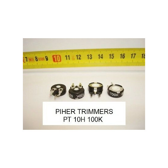 2 x POTENCIOMETROS - TRIMMERS. PIHER PCB PT10H 100 KOhm (10mm. diametro. Lineal)