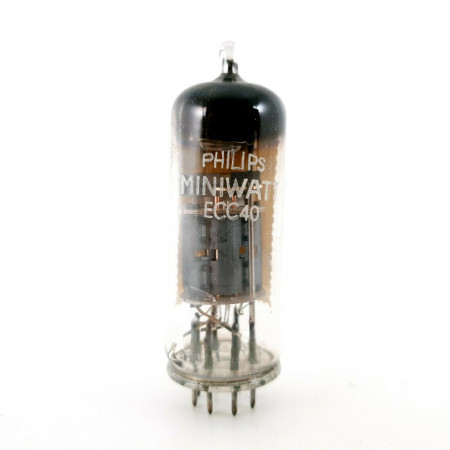 1 X ECC40 TUBE. PHILIPS-MINIWATT. CLOSED GETTER. 1950s PRODUCTION. DP LCR.  US