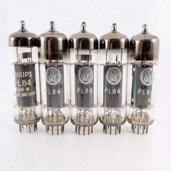 5 X PL84 VALVO / PHILIPS TUBE. MULLARD PROD. COPPER RODS. B-CODES. 1960s CO  ENA 2