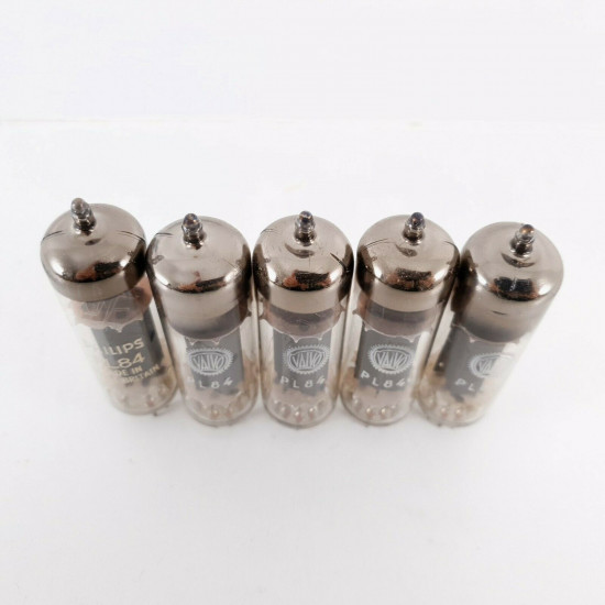 5 X PL84 VALVO / PHILIPS TUBE. MULLARD PROD. COPPER RODS. B-CODES. 1960s CO  ENA