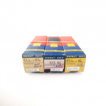 3 X ECL86 MINIWATT-DARIO TUBE. DIMPLE GETTER. 1960s PROD. NOS/NIB. CZ  ENA