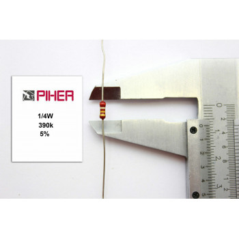 VINTAGE PIHER RESISTOR. 1/4W 390K 5% *4 PC* NOS (New Old Stock) C107
