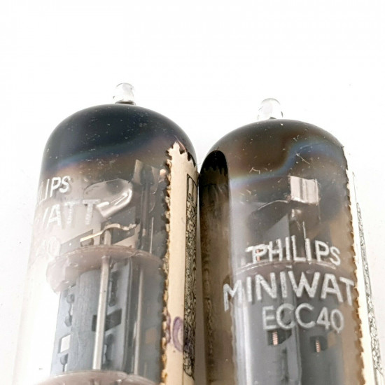 2 X ECC40 TUBE. PHILIPS-MINIWATT. CLOSED GETTER. 1950s. MATCHED PAIR. DP LCR  US