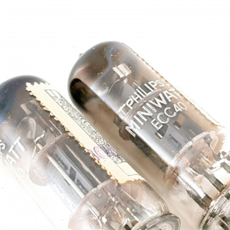 2 X ECC40 TUBE. PHILIPS-MINIWATT. CLOSED GETTER. 1950s. MATCHED PAIR. DP LCR  US