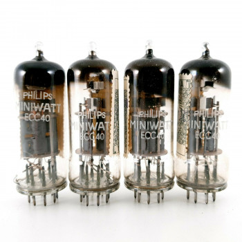 4 X ECC40 TUBE. PHILIPS-MINIWATT. CLOSED GETTER. 1950s. MATCHED QUAD. DP LCR  US