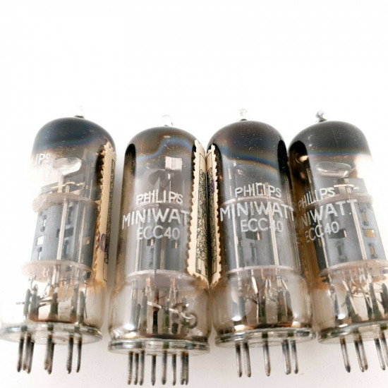 4 X ECC40 TUBE. PHILIPS-MINIWATT. CLOSED GETTER. 1950s. MATCHED QUAD. DP LCR  US