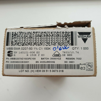 5 x 150K 0.6W 1% VISHAY METAL FILM RESISTOR. CA397U3000F110821 2