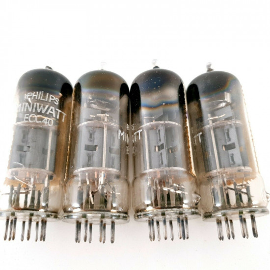 4 X ECC40 TUBE. PHILIPS-MINIWATT. CLOSED GETTER. 1950s. MATCHED QUAD. DP LCR  US