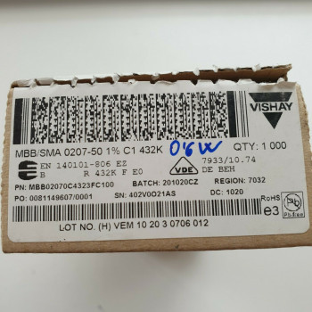 5 x 432K 0.6W 1% VISHAY METAL FILM RESISTOR. CA397U4000F110821 2