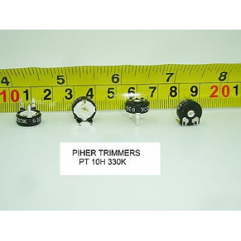 2 x POTENCIOMETROS - TRIMMERS. PIHER PCB PT10H 330KOhm (10mm. diametro. Lineal)