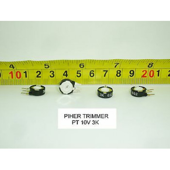 2 x POTENCIOMETROS - TRIMMERS. PIHER PCB PT10V 3 KOhm (10mm. diametro. Lineal)