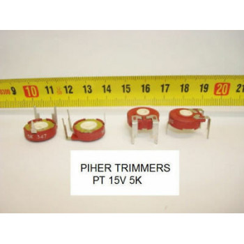 2 x POTENCIOMETROS - TRIMMERS. PIHER PCB PT15V 5 KOhm (15mm. diametro. Lineal )