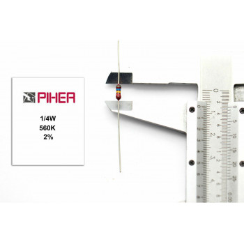 VINTAGE PIHER RESISTOR. 1/4W 560K 2% *4 PC* NOS (New Old Stock)
