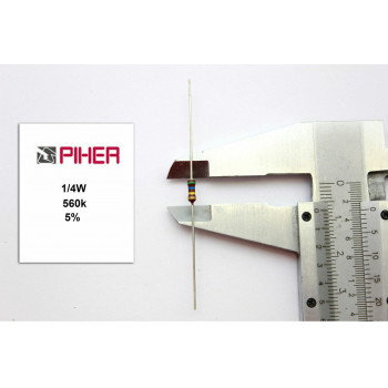 VINTAGE PIHER RESISTOR. 1/4W 560K 5% *4 PC* NOS (New Old Stock)