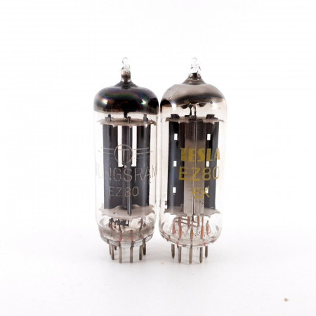 2 X EZ80 TUNGSRAM/TESLA TUBE. 1950s PROD. MATCHED PAIR. AF  ENA