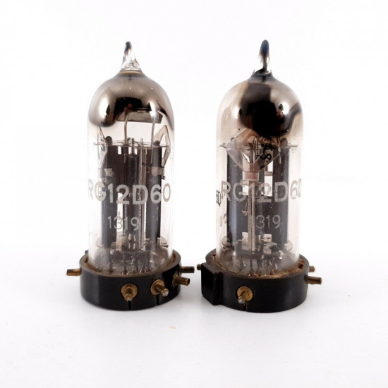 2 X RG12D60 TUBE. 1940s PROD. SOLID GETTER. BLACK PLATES. AF  ENA