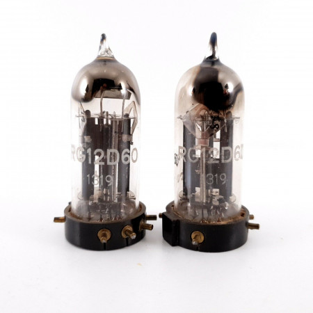 2 X RG12D60 TUBE. 1940s PROD. SOLID GETTER. BLACK PLATES. AF  ENA