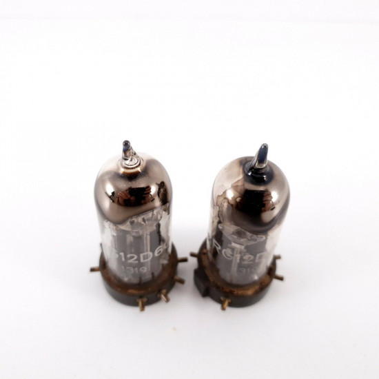 2 X RG12D60 TUBE. 1940s PROD. SOLID GETTER. BLACK PLATES. AF  ENA