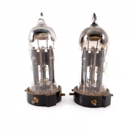 2 X RG12D60 TUBE. 1940s PROD. SOLID GETTER. BLACK PLATES. AF  ENA