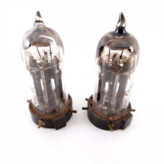 2 X RG12D60 TUBE. 1940s PROD. SOLID GETTER. BLACK PLATES. AF  ENA