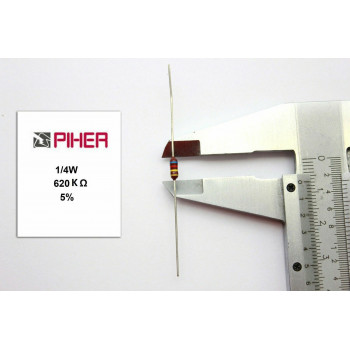 VINTAGE PIHER RESISTOR. 1/4W 620KOhm 620K 5% *4 PC* NOS (New Old Stock)