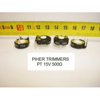 2 x POTENCIOMETROS - TRIMMERS. PIHER PCB PT15V 500 Ohm (15mm. diametro.Lineal )